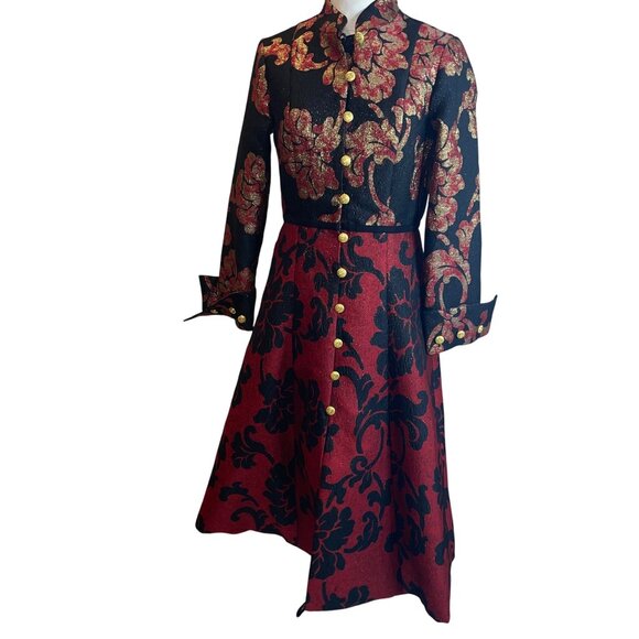 Samuel Dong Womens Coat Size Small Multicolor Brocade Pockets Floral New - Picture 1 of 13